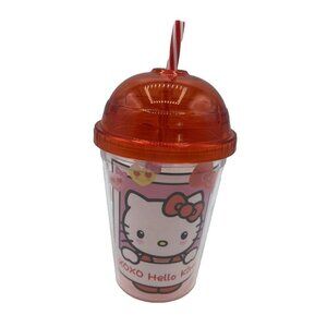 Galerie Sanrio 2023 Red Clear Hearts Hello Kitty Tumbler Mug Cup W/ Lid Straw